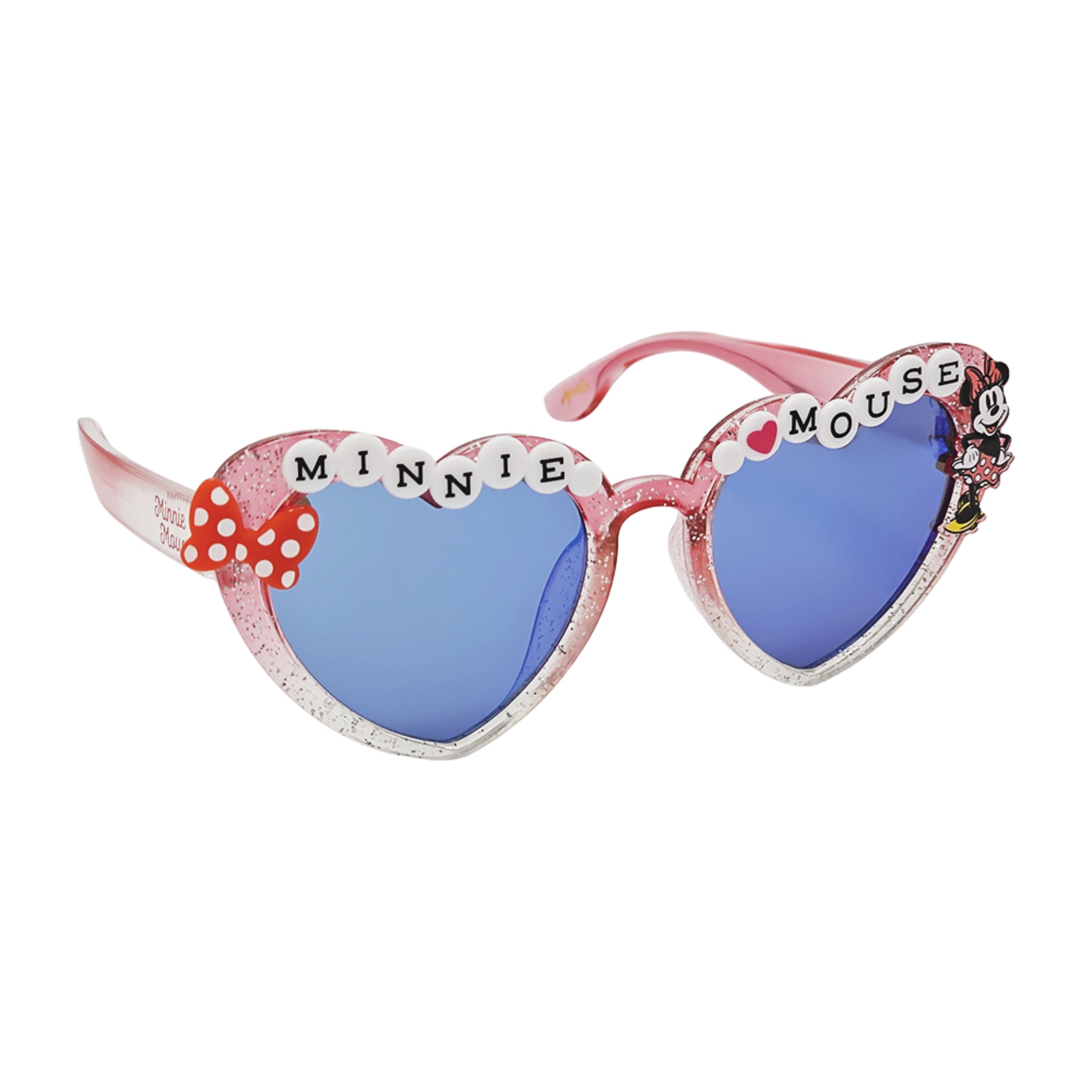 Minnie Mouse Pink Glitter Heart Charm Sunglasses
