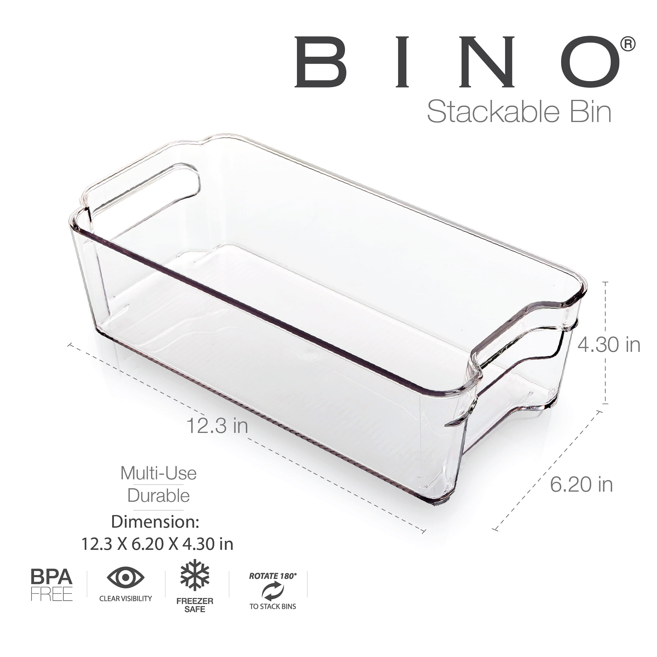 Medium 2 Pack Pantry Organiza BINO Stackable Plastic Organizer Storage Bins