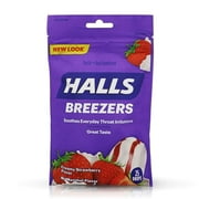 Halls Breezers Drops Cool Creamy Strawberry 25 ea