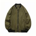thumbnail image 1 of Man Solid Color Pockets Zipper Loose Baseball Collar Coat, 1 of 8