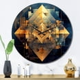 thumbnail image 3 of Designart "Cubist Visions in Gold III" Cubism Oversized Wall Clock, 3 of 5