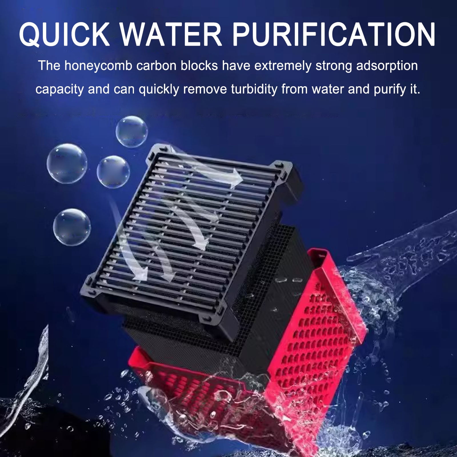 2-Pack Activated Carbon Aquarium Filter Pads, Fish Tank Filter Media for Water Purification, Odor Removal, Crystal Clear Water, and Filter System Replacement