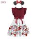 thumbnail image 3 of Vestido informal con estampado de flores para niña, ropa elegante de verano, estilo coreano, manga voladora con lazo, para uso diario, 3 of 5