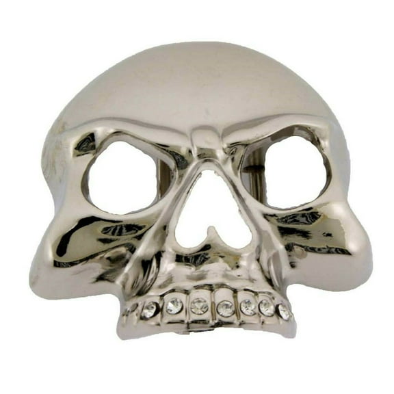 Men Women Skull Belt Buckle Halloween Party Costume Silver Metal Half Skull Rock Rebel