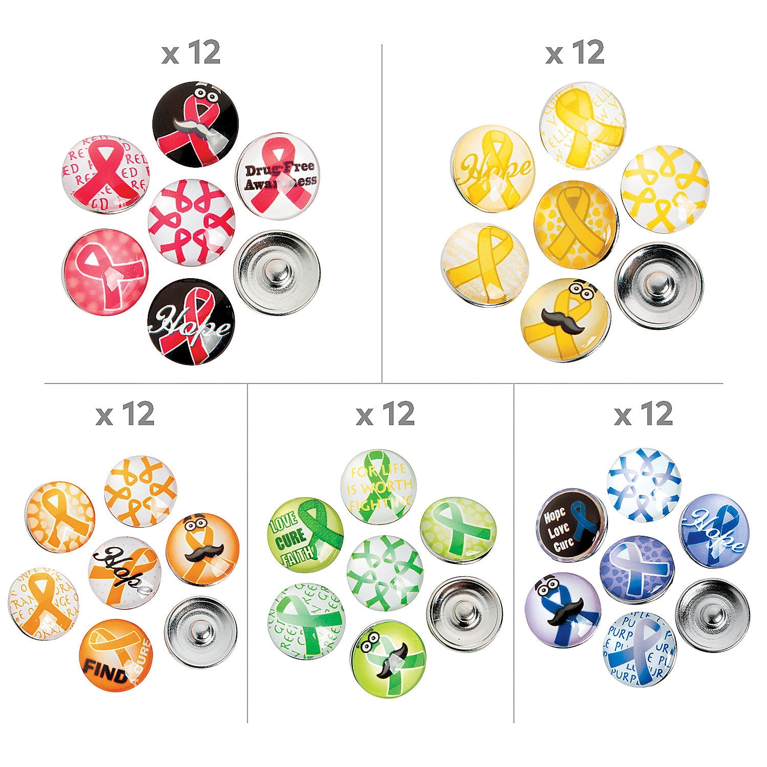 Fun Express Value Large Awareness Ribbon Snap Bead Assortment - 60 Pc