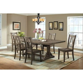 Emerald Home Castlegate Pine Brown 140 Dining Table With Self Storing Extension Leaves Plank Style Top And Turnbuckle Bracing Walmart Com Walmart Com