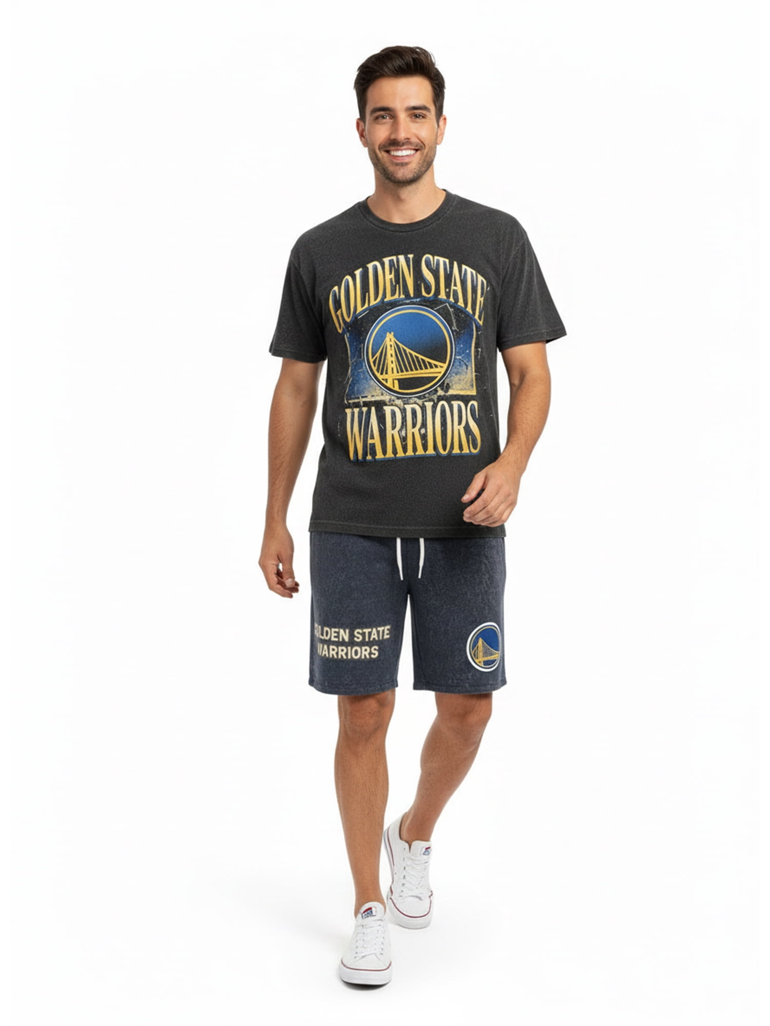 NBA Golden State Warriors Men's & Men's Big and Tall Mineral Wash Graphic Shorts, Sizes XS–5XB