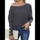 thumbnail image 1 of Suéter de Punto de Color Liso con Hombros Descubiertos y Larga para Mujer, Estilo Informal, Holgado y Moderno para Otoño Gris M, 1 of 9