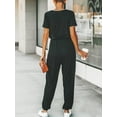 thumbnail image 3 of Cupshe Women's V Neck Casual Loose Short Sleeves Jumpsuit Elastic Waist Long Romper Jumpsuit ,XL, 3 of 4