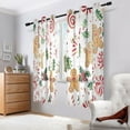 thumbnail image 7 of Sheer Curtains 2 Panels Set Grommet Drapes Window Treatments Light Filtering for Bedroom Living Room W42 x L63 Gingerbread Men Holly Leaves, 7 of 7