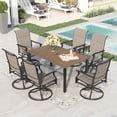 thumbnail image 6 of Sophia & William Metal 6 Seat Outdoor Patio Dining Table, Black & Teak-grain, 6 of 7
