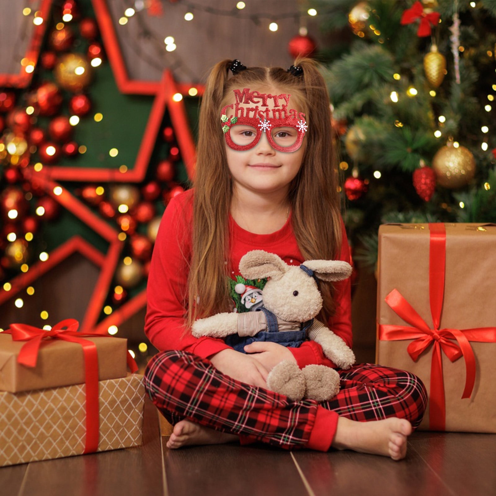 Christmas Ornaments Prom Party Glasses Adult Kids Dress Up Props