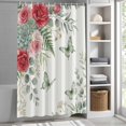 thumbnail image 6 of Spring Roses Shower Curtain Set, Waterproof Shower Curtains for Bathroom, Garden Botanical Leaves Butterflies Washable Fabric Cloth Bath Curtain for Bathtub Decoration with Hooks 54x78 Inches, 6 of 9