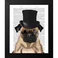 thumbnail image 2 of Fab Funky 12x14 Black Modern Framed Museum Art Print Titled - Pug, Formal Hound and Hat, 2 of 5