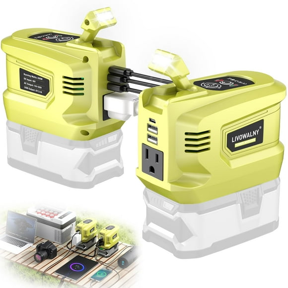 Inversor de corriente LIVOWALNY, adaptador USB-C de 200 W, 18 V a AC 110 V