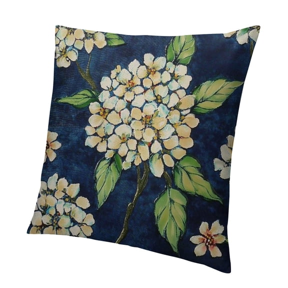 Autua Navy Blue Spring Pillow Covers Green Yellow Hydrangea Flower Decor Throw Pillows Vintage Floral Seasonal Summer Outdoor Decoration Pillowcase Linen Cushion Cover for Couch Sofa 12x12in