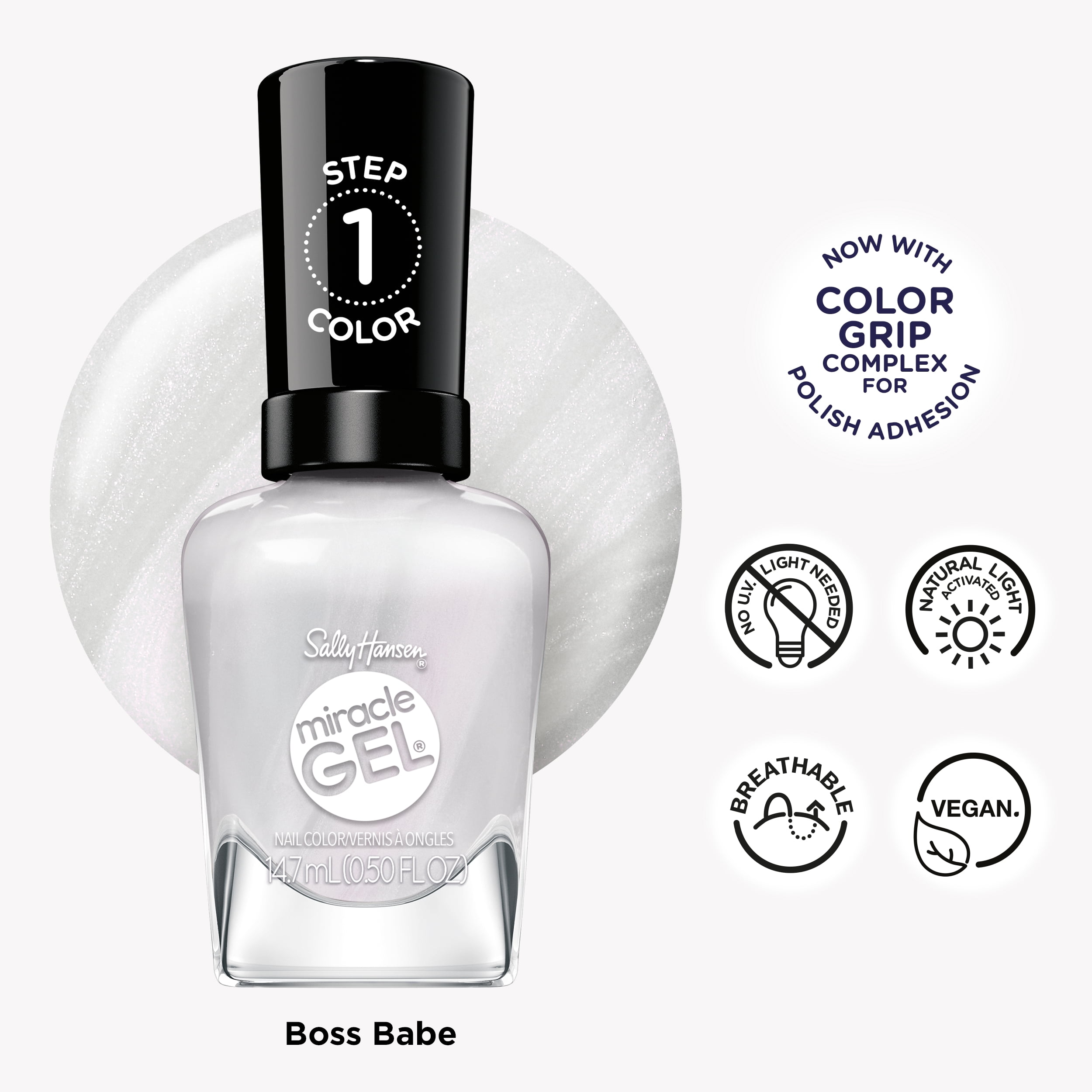 Sally Hansen Miracle Gel Supercharged Pinks Nail Polish, Salon-Quality Gel-Like Polish, Long-Lasting, Chip-Resistant, Boss Babe 0.5 fl oz