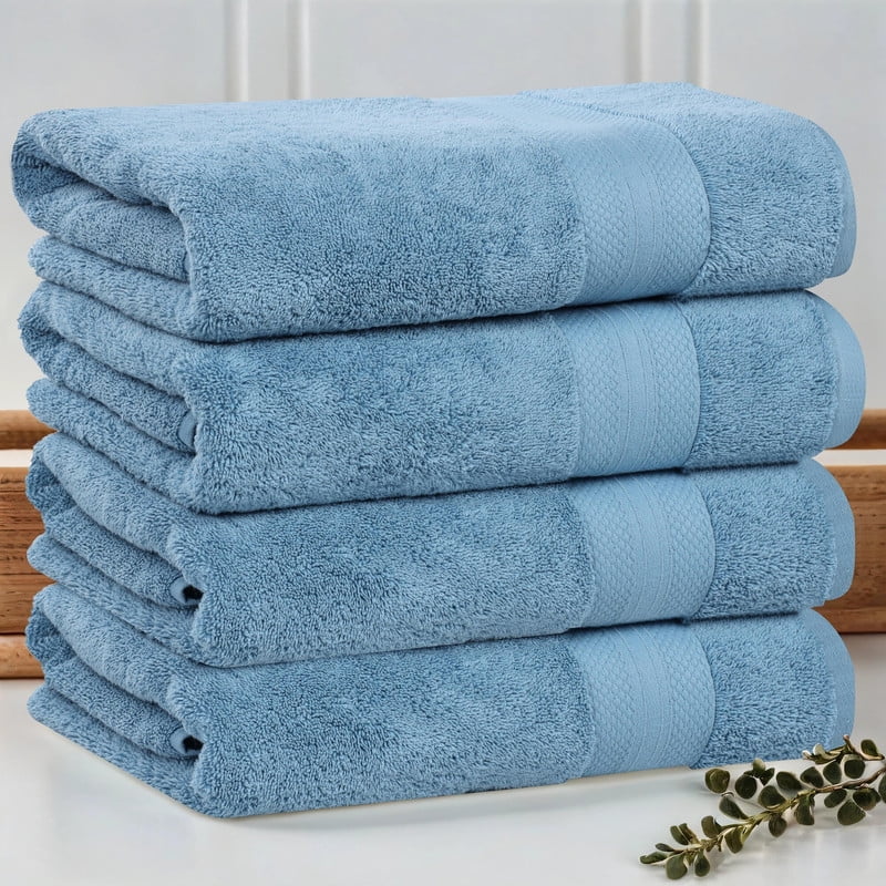 Superior Aria Turkish Cotton 4-Piece Bath Towel Set, Ultra Soft Heavyweight Towels, Dusty Aqua