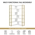 thumbnail image 2 of Royard Oaktree 7-Tier Bookshelf L-Shaped Corner Bookcase with Open Shelves Industrial Bookshelves with X Design Metal Frame Etageres Storage Book Display Shelf,White, 2 of 7