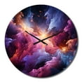 thumbnail image 2 of Designart "Gold Purple Fractal Interstellar Dreams" Abstract Oversized Wall Clock, 2 of 5
