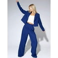 thumbnail image 6 of 2 Piece Outfits for Women Dressy Blazer Jackets High Waisted Straight Leg Pants Suits Set Business Casual Blue XL, 6 of 10