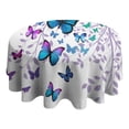 thumbnail image 4 of Purple Leaf Butterfly Pattern Round Tablecloth 60"x60",Wrinkle Wipeable Table Cloth for Kitchen Dining Room Picnic Patio Party, 4 of 6