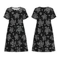 thumbnail image 6 of Lafuoo Turtle Pattern Women's Short Sleeve Dress, Elastic Waist with Pockets, Knee-length A-line Skirt, Summer Casual Wear-Large, 6 of 8