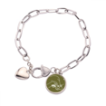 thumbnail image 1 of Pulsera de cadena de corazón Unbranded joyería encanto moda verde 7,5 pulgadas, 1 of 3
