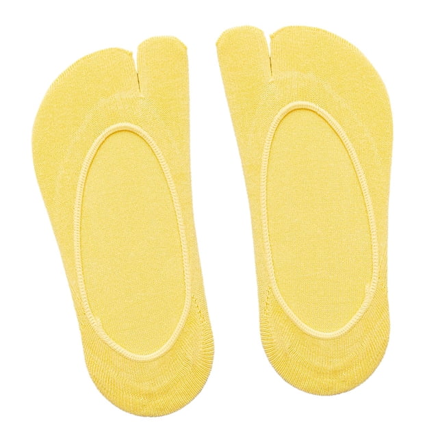 Calcetines de chanclas de dos dedos para mujer, calcetines de algodón con puntera dividida, calcetines invisibles de verano, dos Amarillo claro