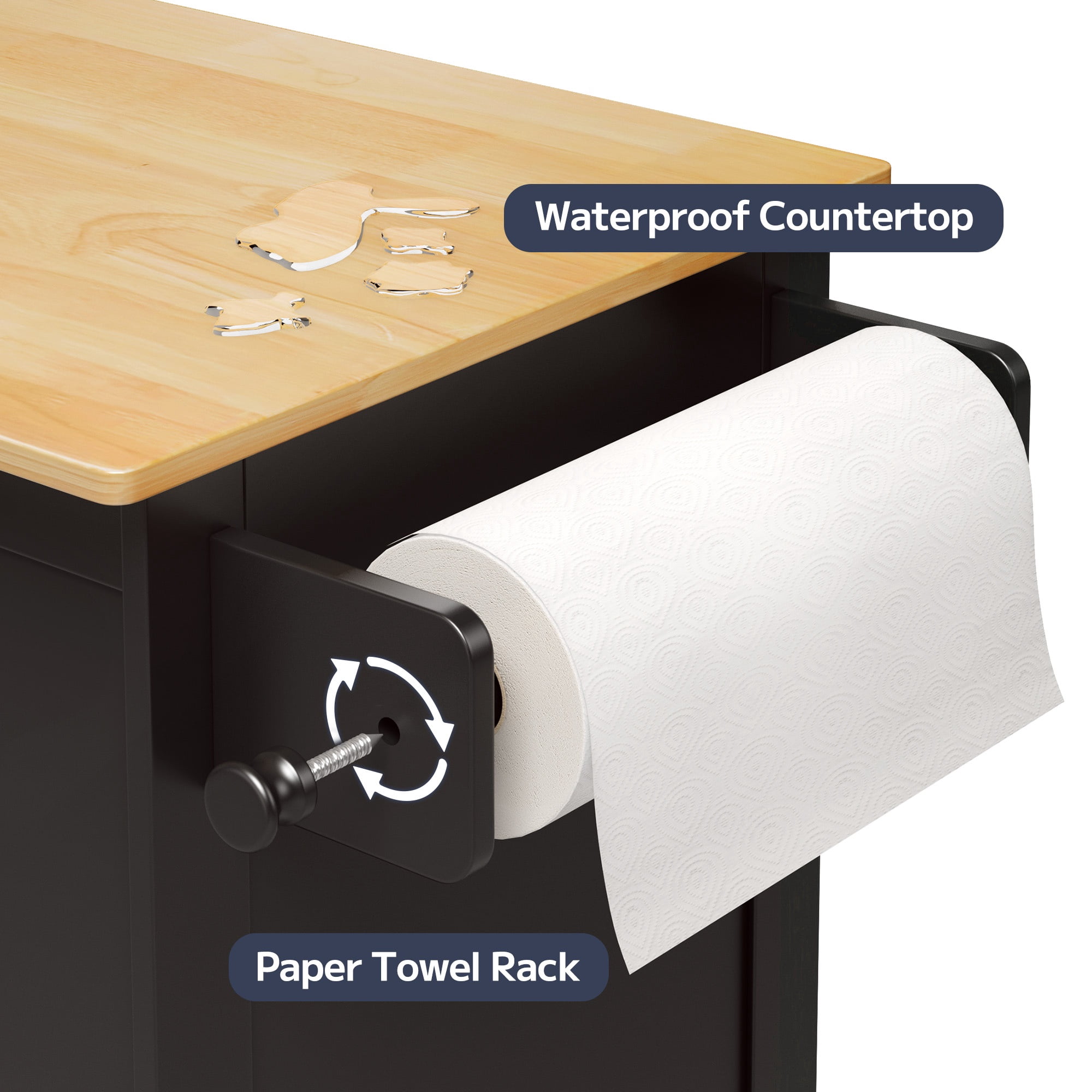 Asofer 33.6" Kitchen Island Cart with Storage, Adjustable Shelf & Drawer, for Dining Room, Black