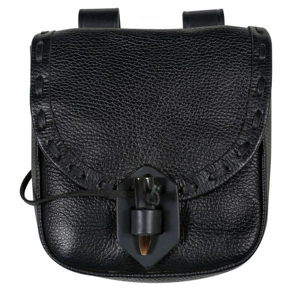 Mythrojan Medieval Leather Pouch Viking Renaissance Belt Bag Cosplay Costume Accessory LARP Waist Bag for Men Women- Black