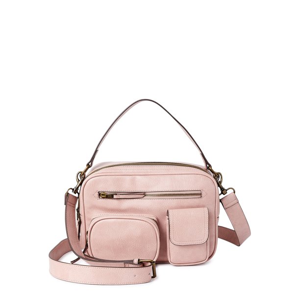 Time and Tru Women's Faux Leather Josephine Top Handle Crossbody