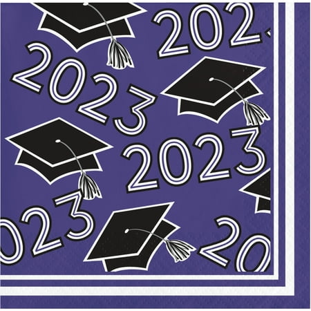 Creative Converting Purple 2023 Graduation Beverage Napkins, 108 ct