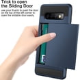 thumbnail image 3 of Case for Galaxy S10 Case Wallet Credit Card Holder ID Slot Sliding Door Hidden Pocket Anti-Scratch Dual Layer Protective Hard Shell Rugged TPU Bumper Armor for Galaxy S10 (Navy Blue), 3 of 14