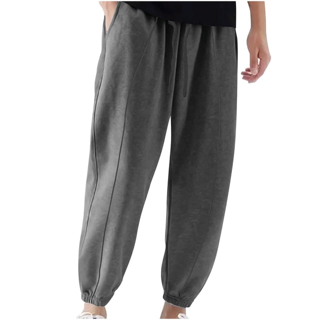 RXIRUCGD Men's Solid Color Pocket Drawstring Casual Youth Versatile Sports Oversized Pants, Dark Gray, Size: L