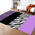 thumbnail image 2 of Purple Leopard Texture Minimalism Area Rugs Black White Zebra Stripes Terrace Indoor Non Slip Washable Carpet Living Room Bedroom Dining 2x3 Non-slip Soft Home Decor Modern, 2 of 5