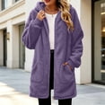 thumbnail image 3 of Guluxicc Women's Fuzzy Hooded Coats with Pockets Warm Full Zipper Long Sleeve Fleece Coats Fall Winter Lounge Wear, 3 of 8