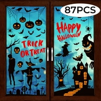 Halloween Window Clings Decorations Window Stickers Scary Silhouette Window Decal for Halloween Party Supplie 87Pcs