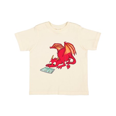 

Inktastic Curious Dragon Watching a Tablet Gift Toddler Boy or Toddler Girl T-Shirt