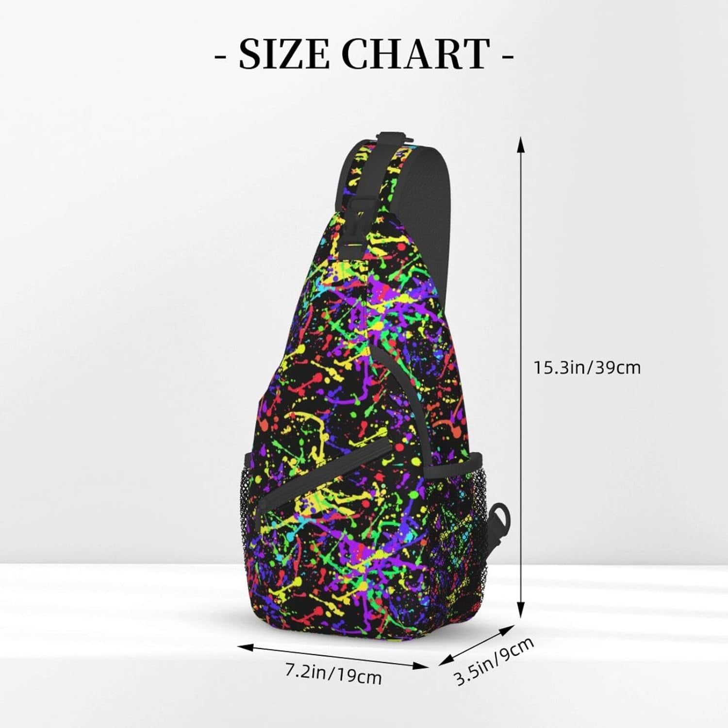 Glow in Dark Splatter Neon Sling Bag Crossbody Hiking Travel Chest Bags Backpack Shoulder Daypack for Women Men