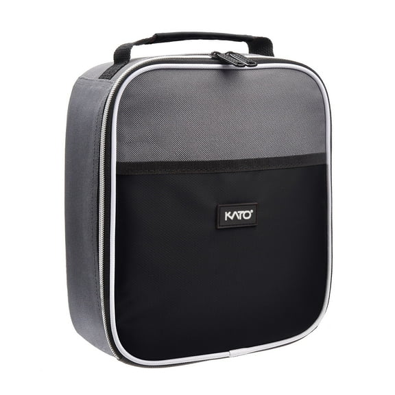 Kato Small Insulated Thermal Lunch Bag - Portable Storage Container for Work Travel School Outdoor Picnic, Black Lunch Box for Meal
