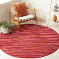 thumbnail image 3 of SAFAVIEH Rag Fergal Striped Cotton Area Rug, Red/Multi, 6' x 6' Round, 3 of 12