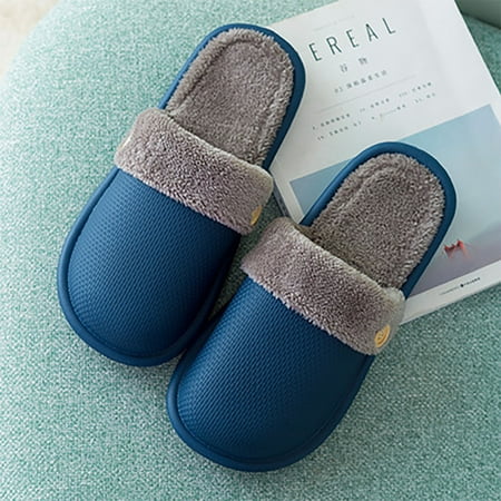 

Zunfeo Mens Slide Slippers- Flat Slide Shoes Comfy Warm Slippers Indoor Home Sandals Closed-Toe Sandals Shoes Blue 9