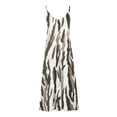 thumbnail image 4 of Gamivast Dresses for Women Spaghetti Strap V Neck Loose Fit Flowy Maxi Dress Geometric Striped Print Asymmetrical Hem Comfy Casual Beach Vacation Summer Dresses, 4 of 5