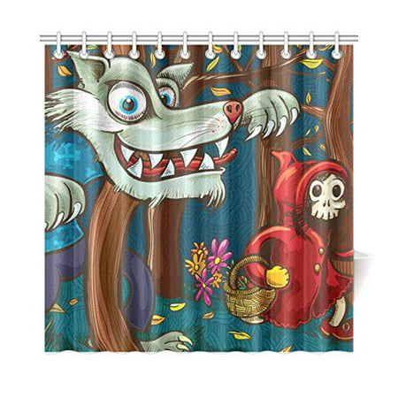 MKHERT Scary Little Red Riding Hood and Big Bad Wolf Shower Curtain Home Decor Bathroom Shower Curtain 66x72 inch
