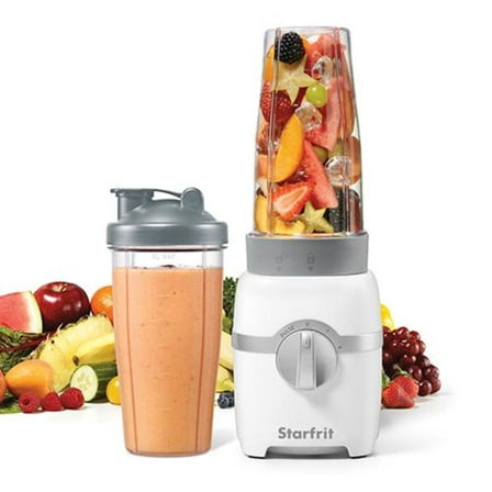 Starfrit Personal Blender, Two 828ml Cups, Two Blades, High, Low & Pulse Modes - 300W, White