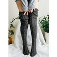 thumbnail image 2 of Sonducket 1 par de medias para mujer, hilo de Color sólido, calentador de pies para clima frío para invierno, botas decorativas para niñas, Medias Negro, 2 of 6