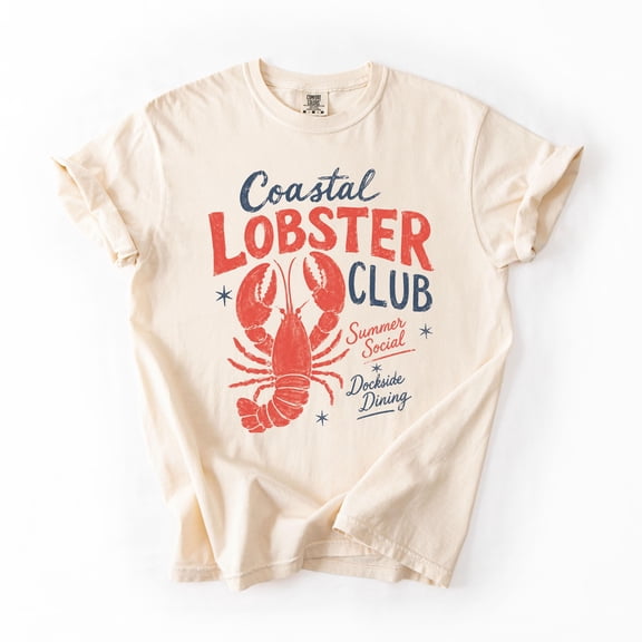 Coastal Lobster Club Shirt, Vintage Lobster Tee, Coastal Maine Tee, Beach Shirt, Summer Tee-Shirt, East Coast T-Shirt