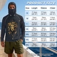 thumbnail image 6 of SEANATIVE Men's Fishing Shirt UV Protection Long Sleeve Fishing Hoodie Long Sleeve Breathable Hooded Casual Top Athletic Wear for Outdoor Camping Running, S, Lion Print Gray, 6 of 7