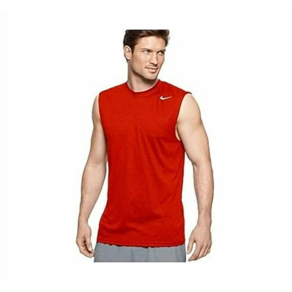 Nike Men's Legend Sleeveless Tee (US, Alpha, Medium, Regular, Regular, University Red/Cool Grey)